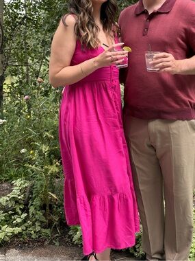 Hot pink midi dress